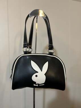 Vintage Y2K Playboy Bunny Black and White Bowler Mini Bag